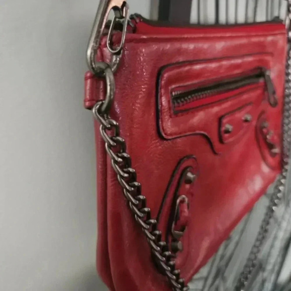 David Jones | Red Faux Leather Mini Bag City Style with  Long Removable Strap - Picture 5 of 12